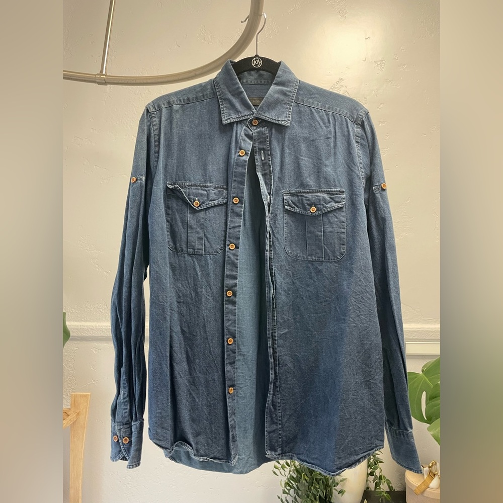 Mens Saks Fifth Avenue Long Sleeve Button Up